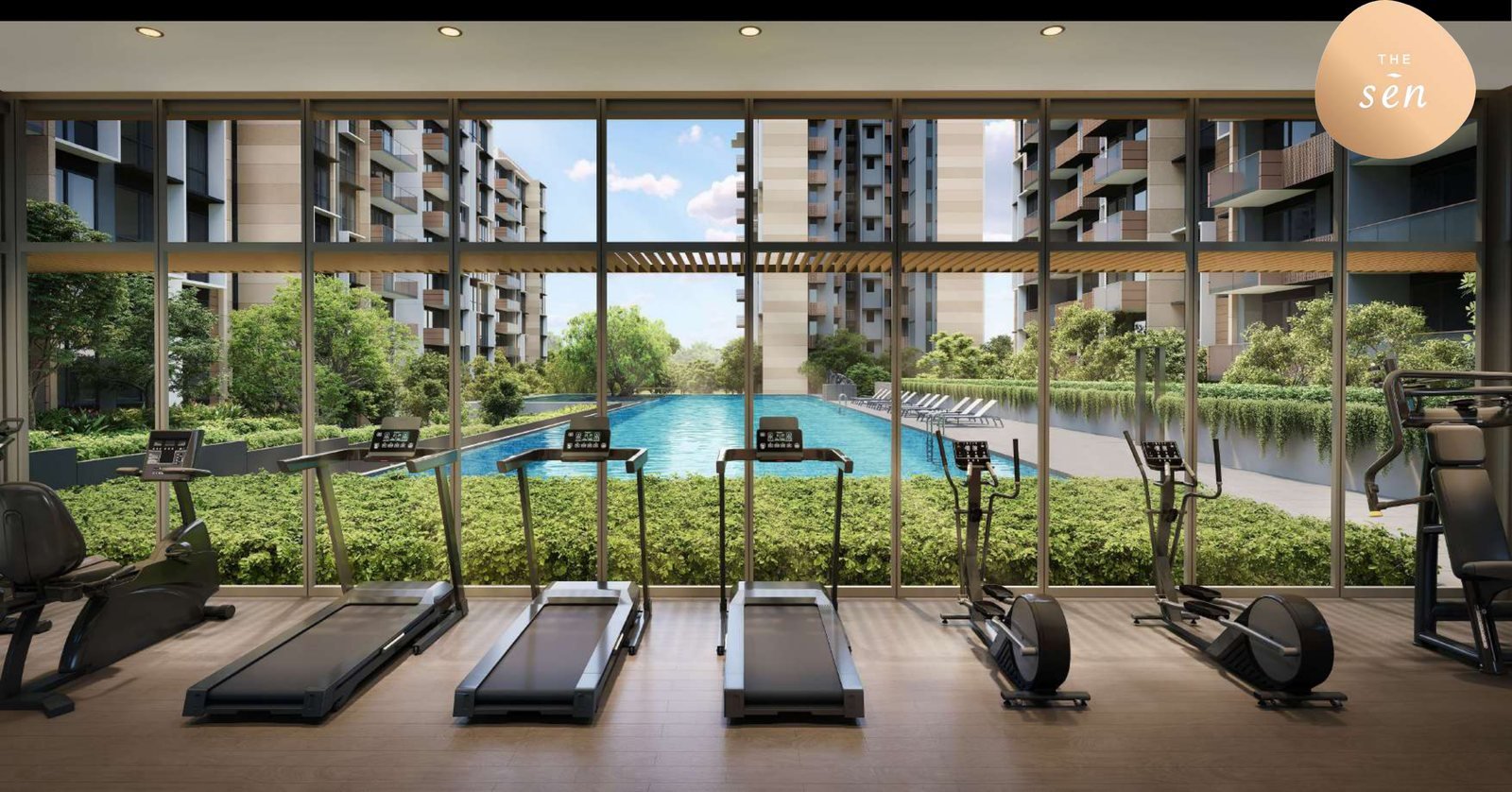 The gym on the second-storey deck, glazed onto the lap pool, artist's impression