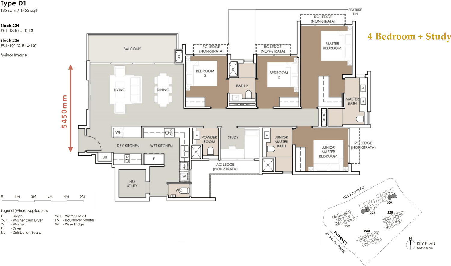 Floor plan, Type D1 - 4 bedroom + study - 1,453 sq ft