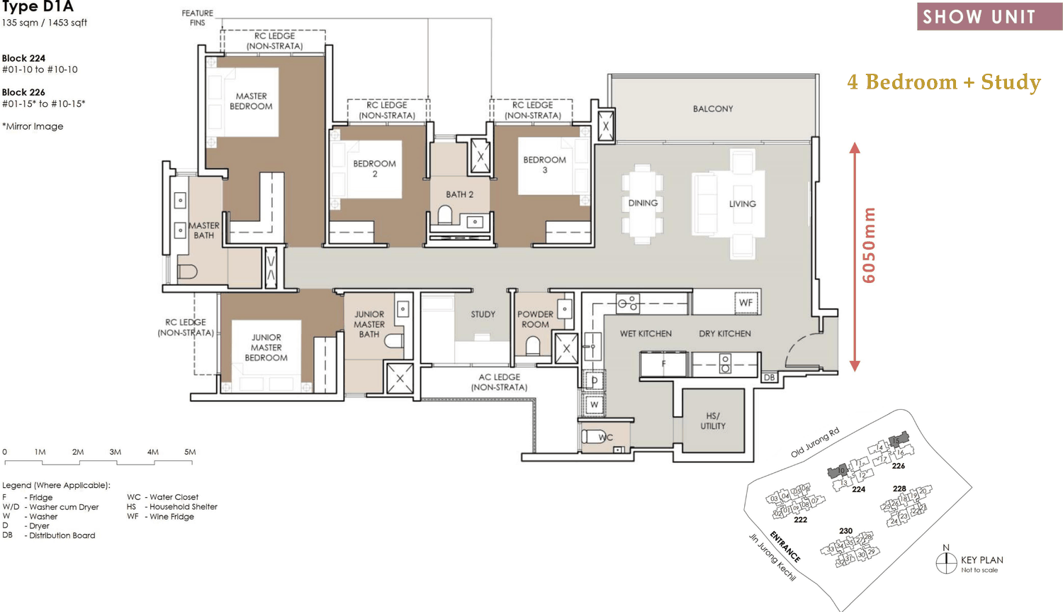 Floor plan, Type D1A - 4 bedroom + study - 1,453 sq ft - show unit