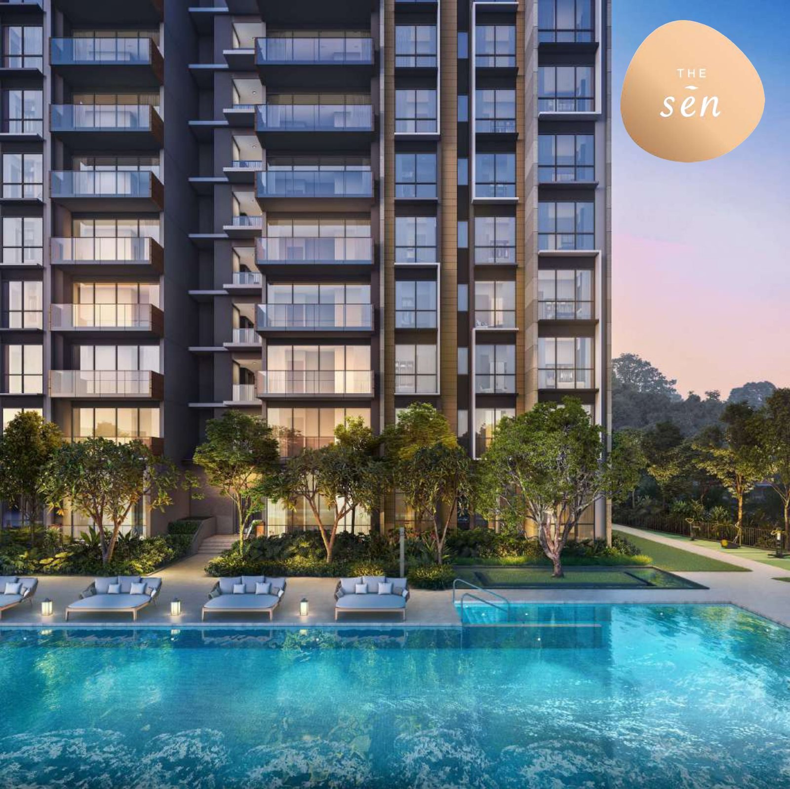 The family pool deck between the blocks, artist's impression